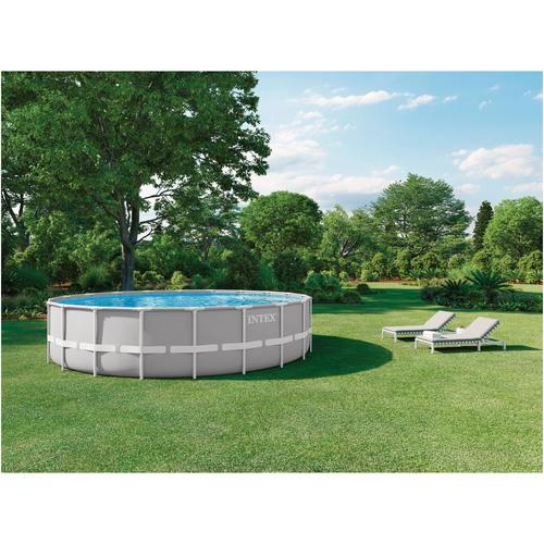Басейн Intex 26756NP Prism Ultra Frame, С филтрираща помпа, стълба и подложка, 6.1 м x 1.32 м