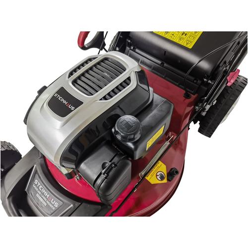 Бензинова косачка за трева, самоходна, Steinhaus PRO-GLM510, 171cc, 4.1HP, ширина на косене 51 cm, 7 нива на косене, височина на косене 25-75 mm, 60 L колекторна торба, косене/събиране/мулчиране Бензинова косачка за трева, самоходна, Steinhaus PRO-GLM510, 171cc, 4.1HP, ширина на косене 51 cm, 7 нива на косене, височина на косене 25-75 mm, 60 L колекторна торба, косене/събиране/мулчиране