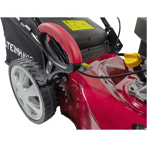 Бензинова косачка за трева, самоходна, Steinhaus PRO-GLM510, 171cc, 4.1HP, ширина на косене 51 cm, 7 нива на косене, височина на косене 25-75 mm, 60 L колекторна торба, косене/събиране/мулчиране Бензинова косачка за трева, самоходна, Steinhaus PRO-GLM510, 171cc, 4.1HP, ширина на косене 51 cm, 7 нива на косене, височина на косене 25-75 mm, 60 L колекторна торба, косене/събиране/мулчиране