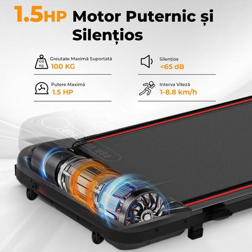 Бягаща пътека HF1300, мотор 1,5 к.с., приложение за смартфон, светодиоден дисплей и контролер, максимално поддържано тегло 100 кг, 8,8 км на час, тиха, компактна с два предварително зададени режима, черна Бягаща пътека HF1300, мотор 1,5 к.с., приложение за смартфон, светодиоден дисплей и контролер, максимално поддържано тегло 100 кг, 8,8 км на час, тиха, компактна с два предварително зададени режима, черна
