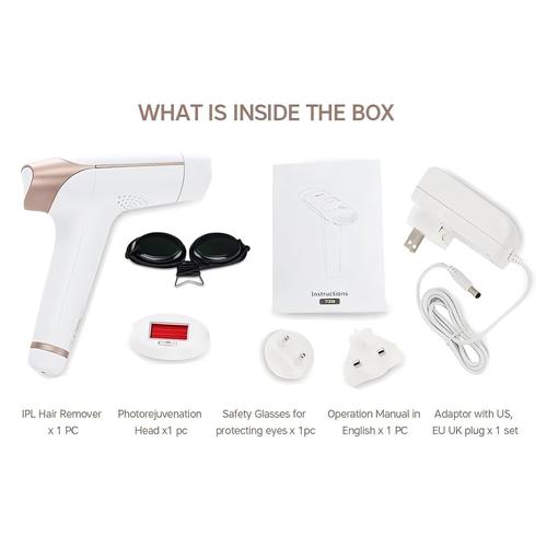 Chigoods IPL епилатор, за безболезнено окончателно премахване на космите, IPL технология, 5 нива на интензивност, за мъже и жени, сензор за кожа SmartSkin, автоматичен режим, с дисплей, 300 000 импулса