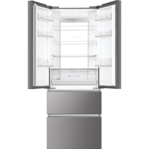 Двукрилен хладилник Side by side Haier HB17FPAAA, French Door, 446 л, Total No Frost, Инверторен мотор, My Zone, LED дисплей, Super Cooling, Super Freezing, Клас E, H 190 см, Inox