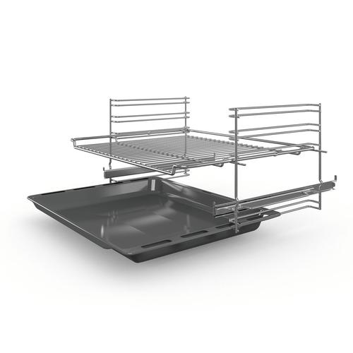 Фурна за вграждане Bosch HBF153EB0, Електрически, 66 л, EcoClean Direct Самопочистваща се скара, Телескопична опора, 3D конвекция, Клас A, Черен/Сребрист