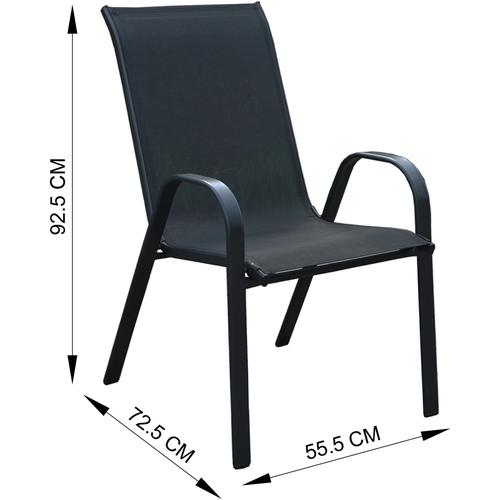 Комплект 2 градински стола Kring Bruxelles, Метал, 72.5x55.5x92.5 см, Черен