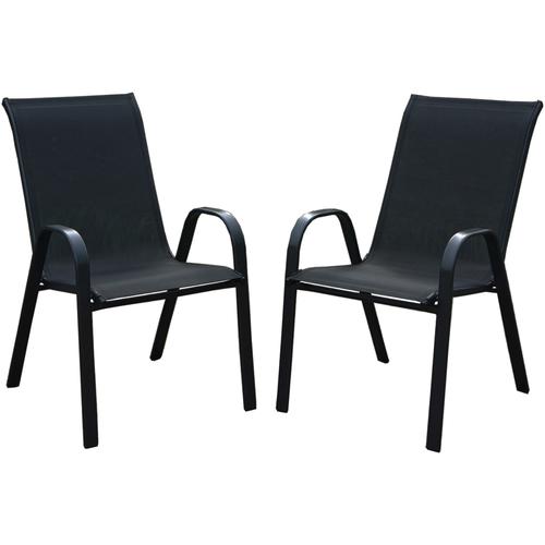 Комплект 2 градински стола Kring Bruxelles, Метал, 72.5x55.5x92.5 см, Черен