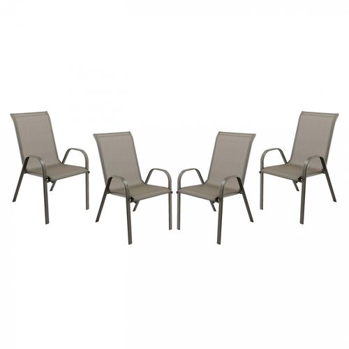 Комплект 4 стола Kring Bruxelles за градина/тераса/балкон, Метални, Сиви, 72.5 x 55.5 92.5 cм