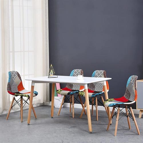 Комплект 4 стола Kring Kai Circle, Модел Patchwork, Материал текстил/дърво, Многоцветен