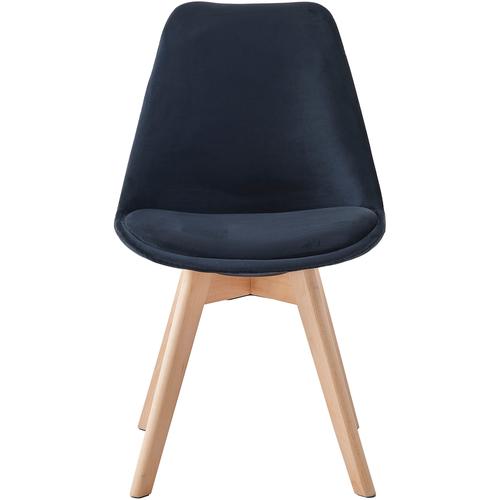 Комплект 4 трапезни стола Kring Astrid, Кадифена тапицерия, Дървени крака, Черен