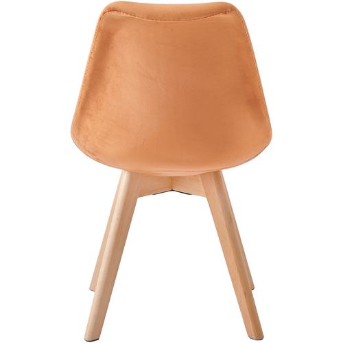 Комплект 4 трапезни стола Kring Astrid, Кадифена тапицерия, Дървени крака, Оранжев