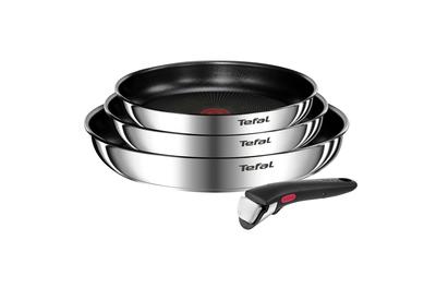 Комплект от 4 части TEFAL Ingenio Emotion, Тиган 22/24/28 см, Подвижна дръжка, Незалепващо покритие, Термо-Сигнал, Индукция, Сребрист