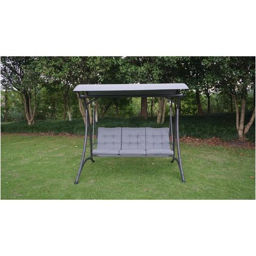 Люлка с регулируема облегалка за градина/тераса Kring Alfta, 3 места, Размери 193х132х178 см, Антрацит