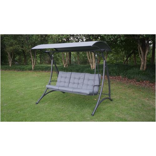 Люлка с регулируема облегалка за градина/тераса Kring Alfta, 3 места, Размери 193х132х178 см, Антрацит