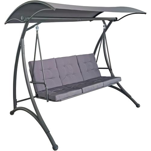 Люлка с регулируема облегалка за градина/тераса Kring Alfta, 3 места, Размери 193х132х178 см, Антрацит