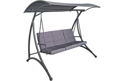 Люлка с регулируема облегалка за градина/тераса Kring Alfta, 3 места, Размери 193х132х178 см, Антрацит