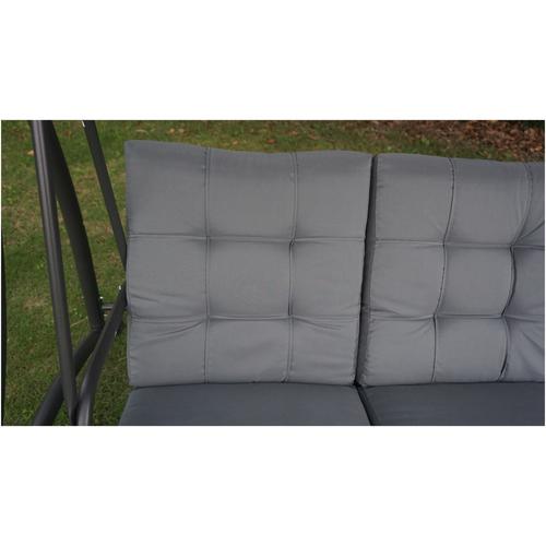 Люлка с регулируема облегалка за градина/тераса Kring Alfta, 3 места, Размери 193х132х178 см, Антрацит