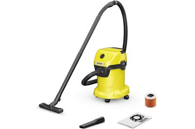 Мултифункционална прахосмукачка Karcher WD 3 V-17/4/20 1.628-127.0, Мокро и сухо прахосмукачка, 17 л, Маркуч 2 м, 1000 W, Хартиена филтърна торбичка, Функция обдухване, Жълт/Черен