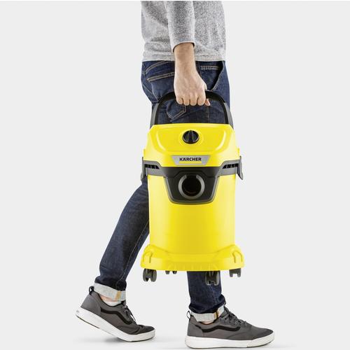 Мултифункционална прахосмукачка Karcher WD 3 V-17/4/20 1.628-127.0, Мокро и сухо прахосмукачка, 17 л, Маркуч 2 м, 1000 W, Хартиена филтърна торбичка, Функция обдухване, Жълт/Черен