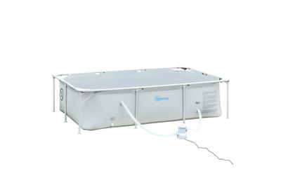 Надземен басейн Outsunny, Стомана, PVC филтър, Клапан, 252x152x65 см, Бял
