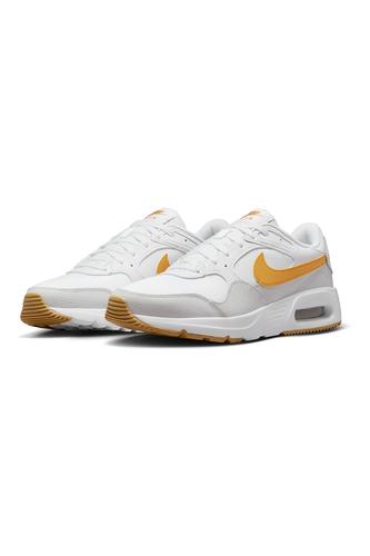 Nike, Спортни обувки Air Max с кожа, Бял/Светло сив/Оранжев Nike, Спортни обувки Air Max с кожа, Бял/Светло сив/Оранжев