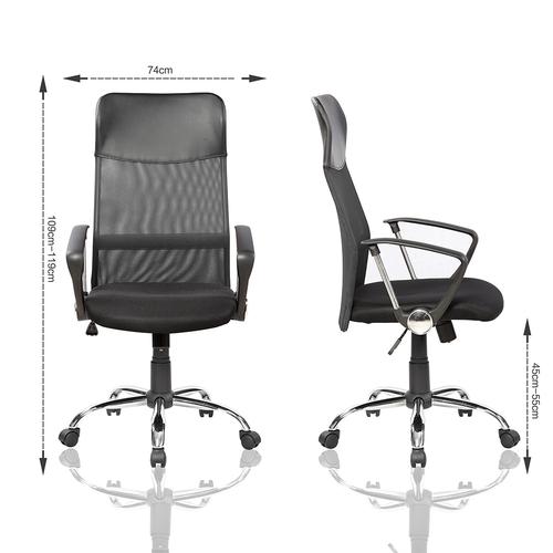 Офис стол Kring Fit, Ергономичен, Мрежа, Регулируема височина, Механизъм за накланяне, Черен