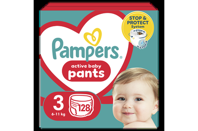 Пелени-гащички Pampers Active Baby Pants Mega Box, Размер 3, 6kg-11kg, 128 броя