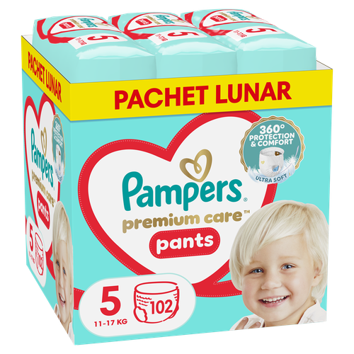 Пелени-гащички Pampers Premium Care Pants XXL Box Размер 5, 12-17 кг, 102 броя