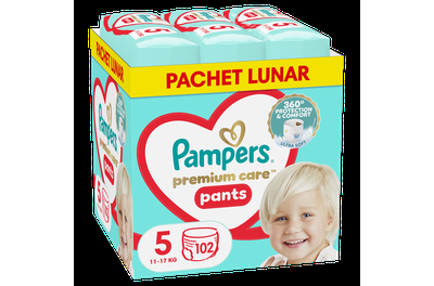 Пелени-гащички Pampers Premium Care Pants XXL Box Размер 5, 12-17 кг, 102 броя