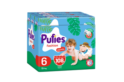 Пелени-гащички Pufies Fashion & Nature,Размер 6, 15+ кг, 108 броя, Maxi pack x 3