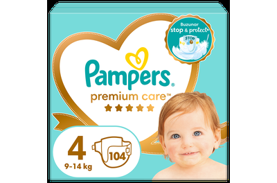 Пелени Pampers Premium Care Mega Box, Размер 4, 9-14 кг, 104 броя