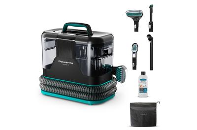 Прахосмукачка Rowenta Clean IT IN5020F0, 750W, Всмукателна мощност 13.5kpa, Резервоар за вода и препарат 2.3 л, Резервоар за мръсна вода 1.5 л, Четки 8/15 см, Аксесоар за тесни пространства и обувки, Автоматично почистване, Включен препарат 250 мл, Черен