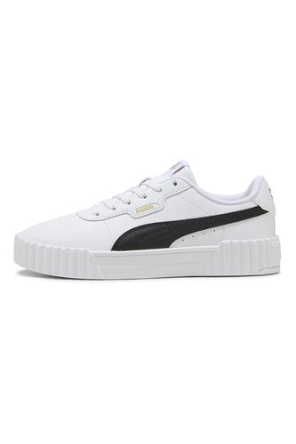 Puma, Кожени спортни обувки Carina 3.0 с еко кожа, Бял, Черен, 5