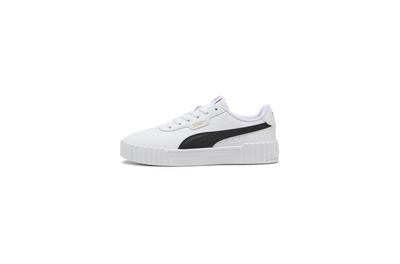 Puma, Кожени спортни обувки Carina 3.0 с еко кожа, Бял, Черен, 5