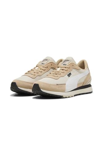 Puma, Унисекс спортни обувки Road Rider с велур, Бял/Бежов
