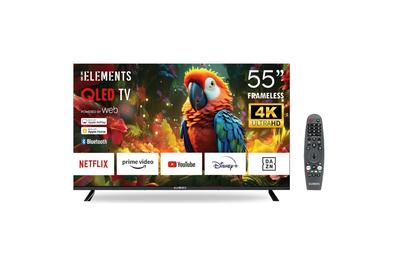 QLED телевизор KB Elements 55''/139 см диагонал, UHD 4K+HDR, Smart TV WebOS, Advanced Magic Control, Dolby Audio, Android 14.0, 3 x HDMI, 2 x USB, BUILT-IN-RECEIVER: DVB-T, T2, S2, OPTICAL, ANTENNA COMPONENT IN (Y-Pb-Pr) AV VIDEO IN, RCA AUDIO IN, WIFI