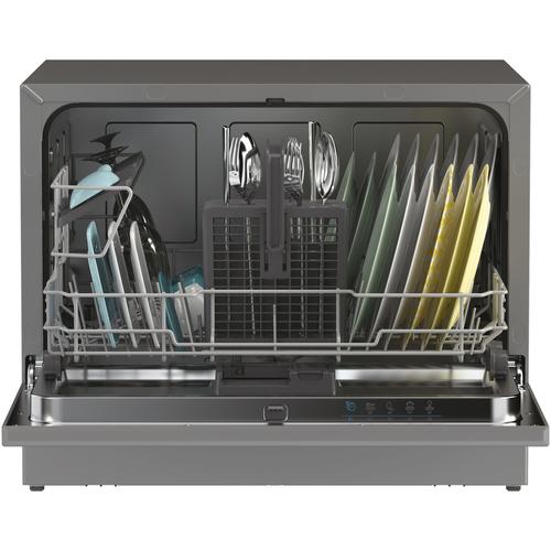 Съдомиялна Candy Rapido CP 6E51LS, Компактна, 6 комплекта, 5 програми, Клас Е, Отложен старт, Кратка програма 35', 55 см, Сребрист