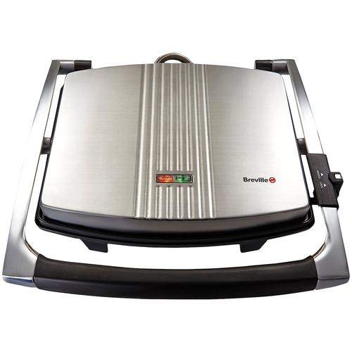 Сандвич тостер Breville Panini Large VST026X-01, 2000 W, Капацитет 4 сандвича, Незалепващи плочи, Черен/Инокс