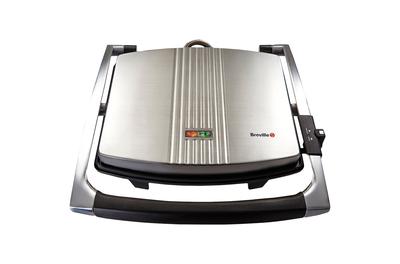 Сандвич тостер Breville Panini Large VST026X-01, 2000 W, Капацитет 4 сандвича, Незалепващи плочи, Черен/Инокс