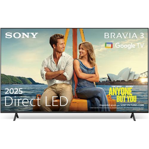 Телевизор Sony BRAVIA 3 LED 55S35, 55" (139 см), Smart Google TV, 4K Ultra HD, Клас F (Модел 2025)