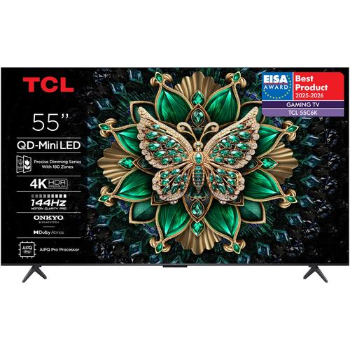 Телевизор TCL MiniLed 55C6K, 55" (139 см), Smart Google TV, 4K Ultra HD, 100Hz, Kлас F (Mодел 2025)