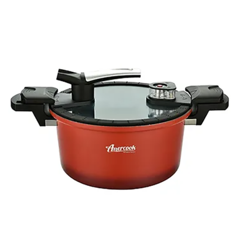 Тенджера под налягане Amercook, 5 л, Червен, Индукционна
