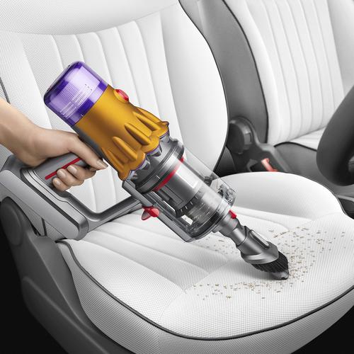 Вертикална прахосмукачка Dyson V12 Slim Detect Absolute 2023 448884-01, 545 W, 0.35 л, 60 мин автономия, осветление, 3 режима на почистване, черно/жълто