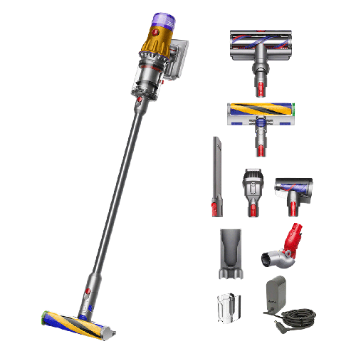 Вертикална прахосмукачка Dyson V12 Slim Detect Absolute 2023 448884-01, 545 W, 0.35 л, 60 мин автономия, осветление, 3 режима на почистване, черно/жълто