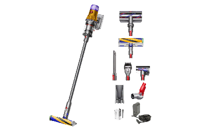 Вертикална прахосмукачка Dyson V12 Slim Detect Absolute 2023 448884-01, 545 W, 0.35 л, 60 мин автономия, осветление, 3 режима на почистване, черно/жълто