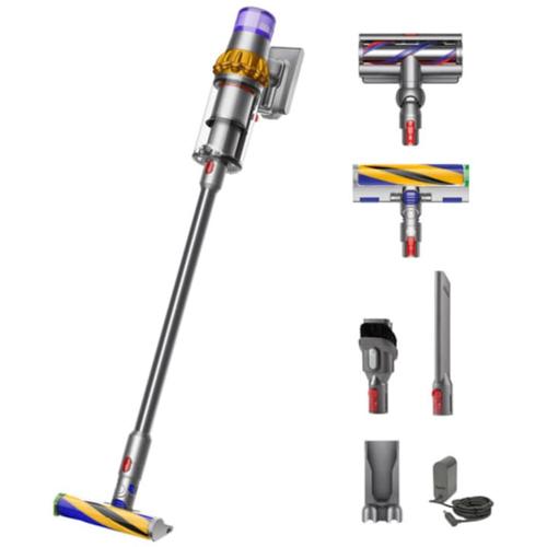 Вертикална прахосмукачка Dyson V15 Detect Absolute, LCD дисплей, 660 W, 0.77 л, Автономия 60 мин, Жълт/Никел