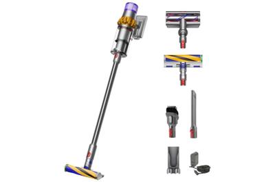 Вертикална прахосмукачка Dyson V15 Detect Absolute, LCD дисплей, 660 W, 0.77 л, Автономия 60 мин, Жълт/Никел